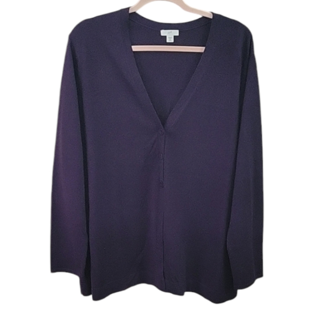 J Jill - Purple Lightweight Wool Blend 3 Button Cardigan  - Size XL